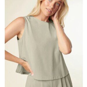 NEW! Wayre Boxy Shift & Snap Tank Top Travel Collection Shirt SMALL Beige PREPPY